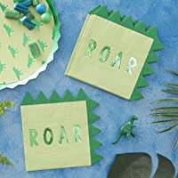 Ginger Ray Servilletas de papel con forma de pico- diseño de dinosaurio verde- paquete de 16 unidades